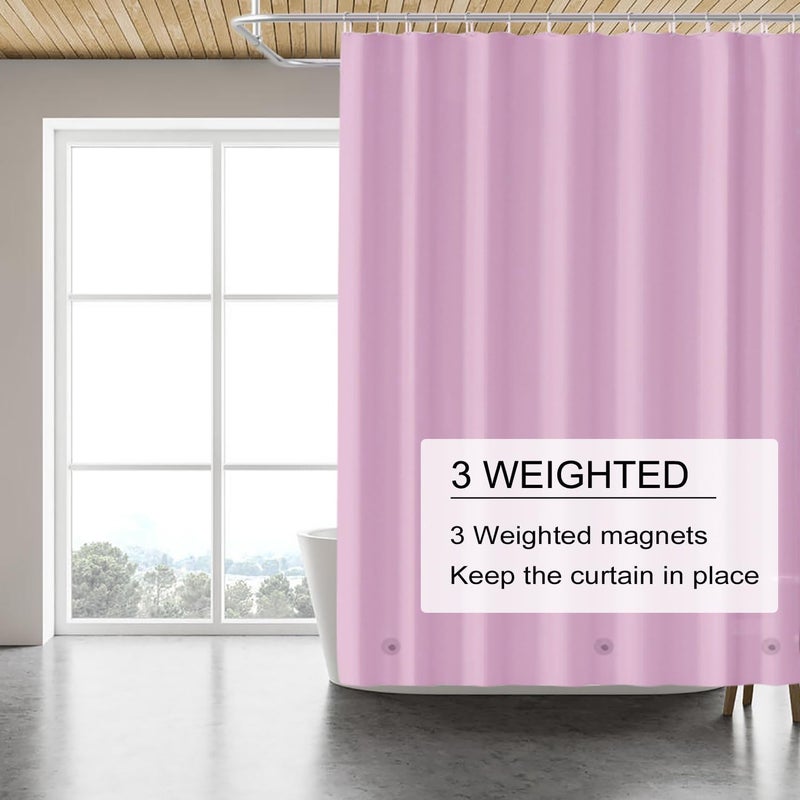 TIKABC Pink Shower Curtain Liner, 4G PEVA Shower Liner, Plastic Peva Waterproof Shower Curtains, 72x72 inch with Grommet Holes 3 Magnetic Weights - Image 4
